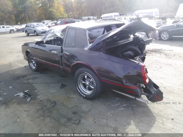 1G1GZ11G4HR106330 - 1987 CHEVROLET MONTE CARLO  BURGUNDY photo 3