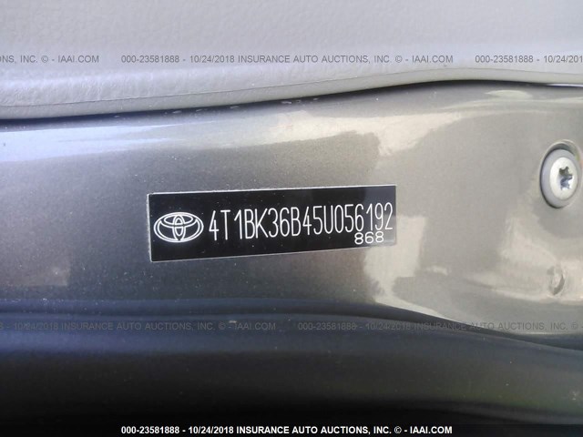 4T1BK36B45U056192 - 2005 TOYOTA AVALON XL/XLS/TOURING/LIMITED GRAY photo 9