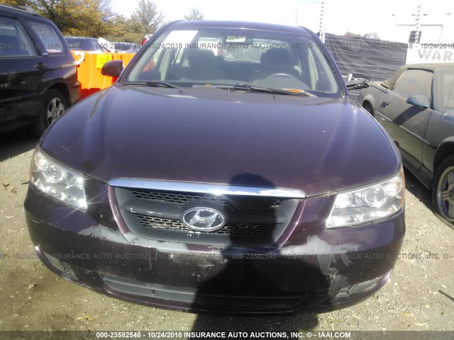 5NPEU46F16H058515 - 2006 HYUNDAI SONATA GLS/LX BURGUNDY photo 6