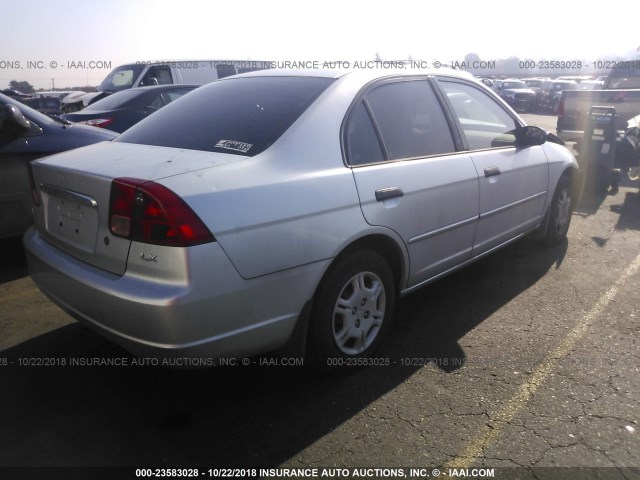 2HGES16551H611603 - 2001 HONDA CIVIC LX SILVER photo 4