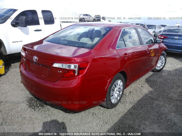 4T4BF1FK8CR202055 - 2012 TOYOTA CAMRY SE/LE/XLE RED photo 4
