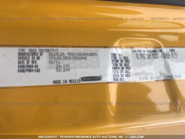 1FUJGLDRXCSBD6842 - 2012 FREIGHTLINER CASCADIA 125  Unknown photo 10