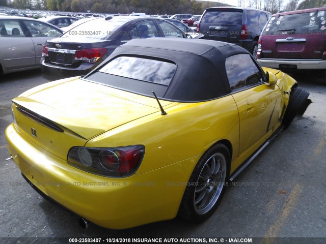 JHMAP11403T007555 - 2003 HONDA S2000 YELLOW photo 4