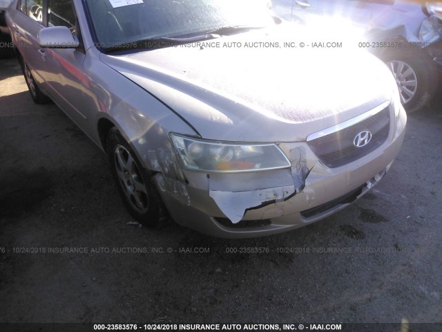 5NPEU46F46H021409 - 2006 HYUNDAI SONATA GLS/LX GOLD photo 6