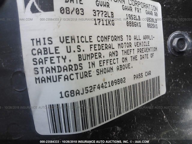 1G8AJ52F44Z109802 - 2004 SATURN ION LEVEL 2 黑色 照片 9