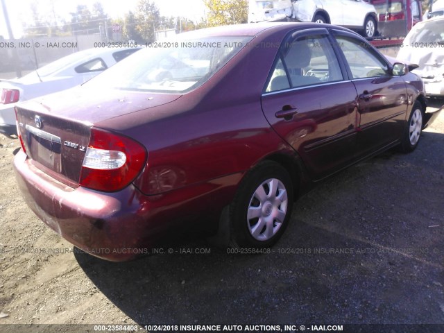 4T1BE32K24U260808 - 2004 TOYOTA CAMRY LE/XLE/SE RED photo 4