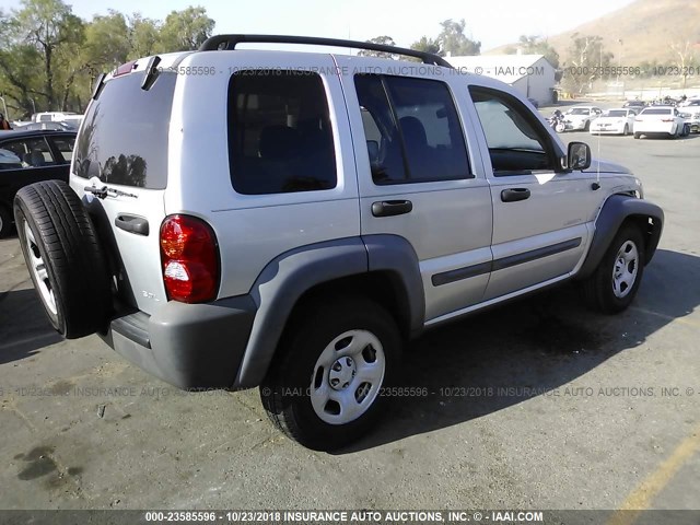 1J4GL48K14W187829 - 2004 JEEP LIBERTY SPORT SILVER photo 4