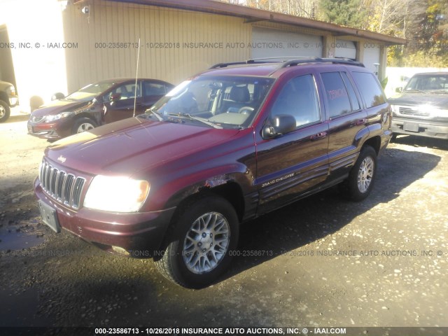 1J4GW58N92C144751 - 2002 JEEP GRAND CHEROKEE LIMITED RED photo 2