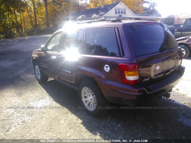 1J4GW58N92C144751 - 2002 JEEP GRAND CHEROKEE LIMITED RED photo 3