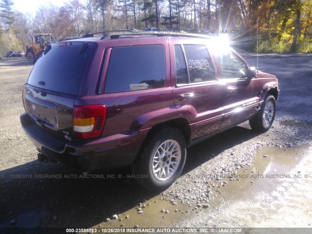1J4GW58N92C144751 - 2002 JEEP GRAND CHEROKEE LIMITED RED photo 4