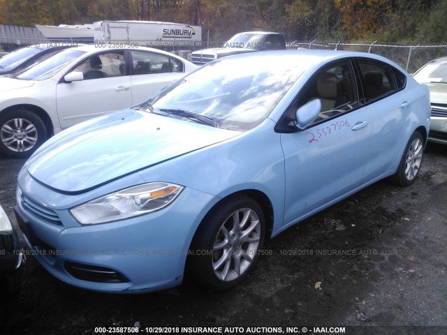 1C3CDFBH3DD200672 - 2013 DODGE DART SXT BLUE photo 2