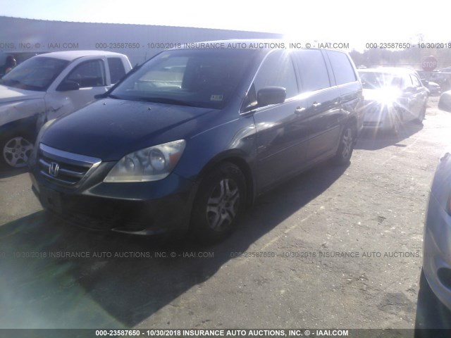 5FNRL38796B018458 - 2006 HONDA ODYSSEY EXL BLUE photo 2