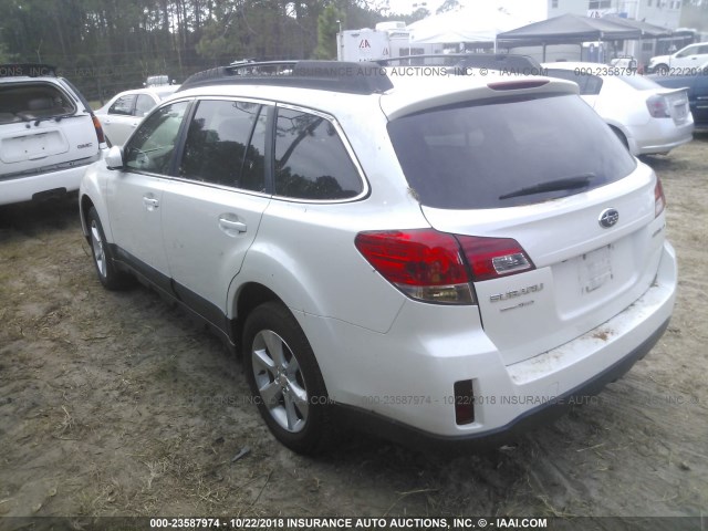 4S4BRCKC4D3235332 - 2013 SUBARU OUTBACK 2.5I LIMITED WHITE photo 3