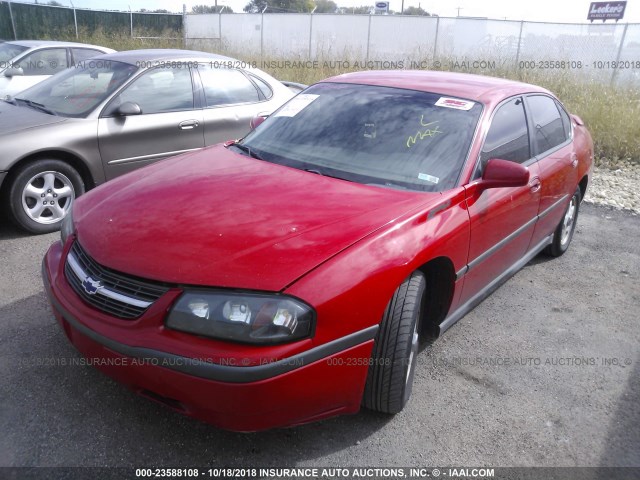 2G1WF52E049406265 - 2004 CHEVROLET IMPALA RED photo 2