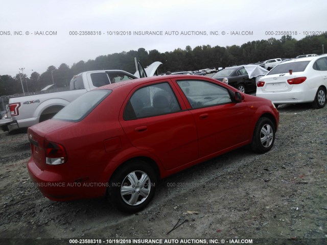 KL1TD52644B136360 - 2004 CHEVROLET AVEO RED photo 4