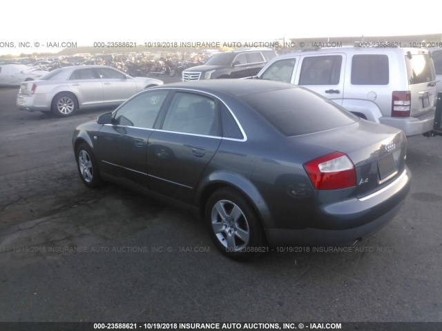 WAUJT68E22A311809 - 2002 AUDI A4 3.0 GRAY photo 3