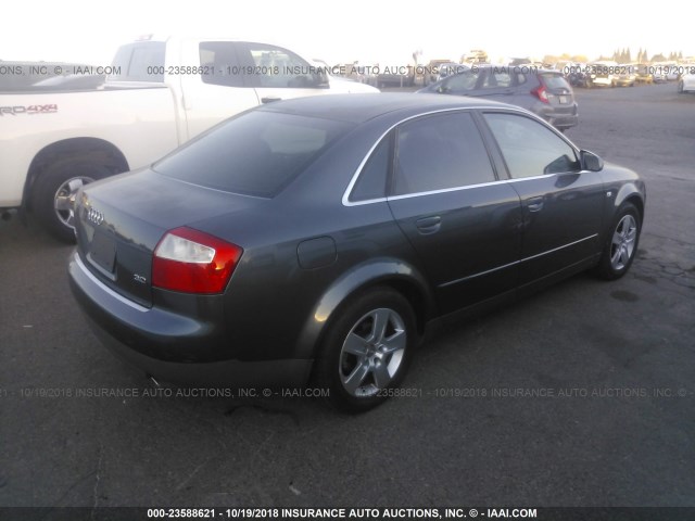 WAUJT68E22A311809 - 2002 AUDI A4 3.0 GRAY photo 4