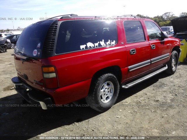 3GNEC16T52G312213 - 2002 CHEVROLET SUBURBAN C1500 RED photo 4