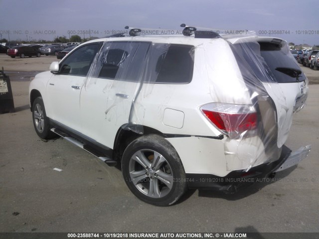 5TDYK3EH3CS065181 - 2012 TOYOTA HIGHLANDER LIMITED WHITE photo 3