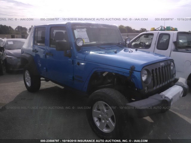 1C4BJWDGXGL123104 - 2016 JEEP WRANGLER UNLIMITE SPORT BLUE photo 1