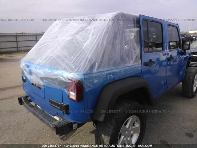 1C4BJWDGXGL123104 - 2016 JEEP WRANGLER UNLIMITE SPORT BLUE photo 4