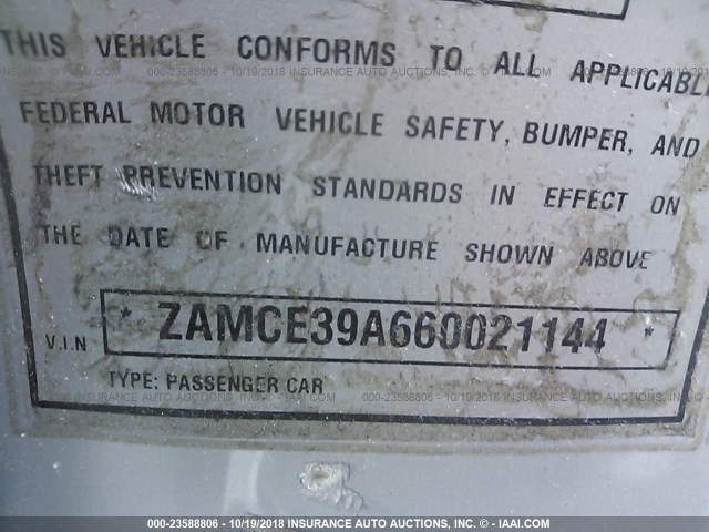 ZAMCE39A660021144 - 2006 MASERATI Quattroporte M139 SILVER photo 9
