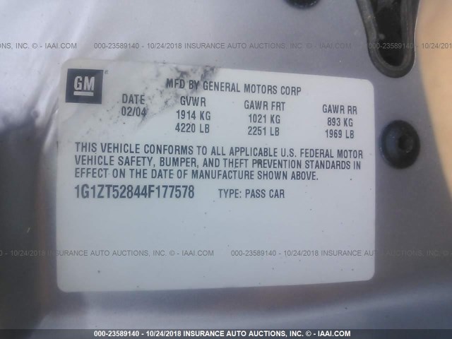 1G1ZT52844F177578 - 2004 CHEVROLET MALIBU LS ვერცხლისფერი ფოტო 9