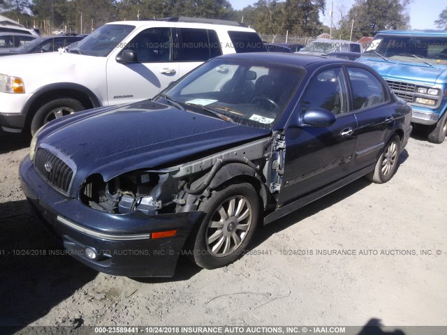 KMHWF35H13A881729 - 2003 HYUNDAI SONATA GLS/LX BLUE photo 2