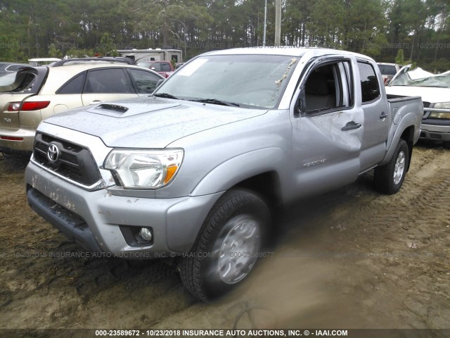 3TMJU4GN9FM176326 - 2015 TOYOTA TACOMA DOUBLE CAB PRERUNNER SILVER photo 2