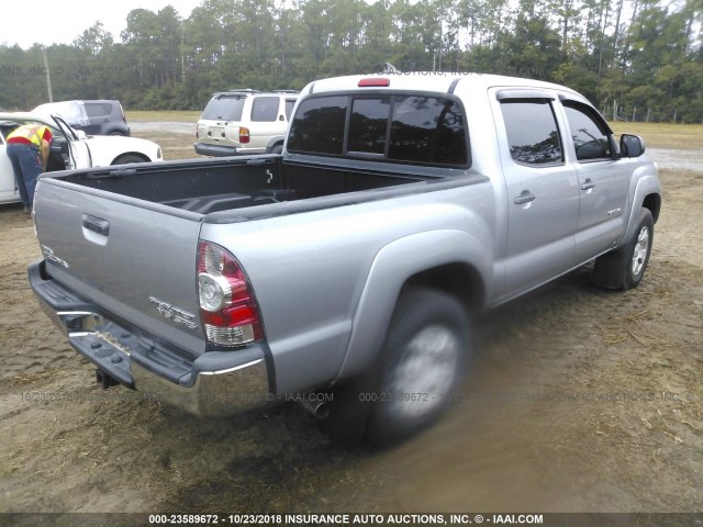 3TMJU4GN9FM176326 - 2015 TOYOTA TACOMA DOUBLE CAB PRERUNNER SILVER photo 4