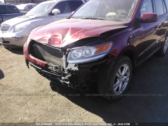 5XYZKDAG2CG146046 - 2012 HYUNDAI SANTA FE LIMITED RED photo 6