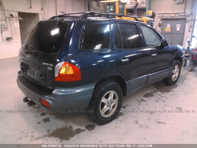 KM8SC73E44U809429 - 2004 HYUNDAI SANTA FE GLS/LX BLUE photo 4