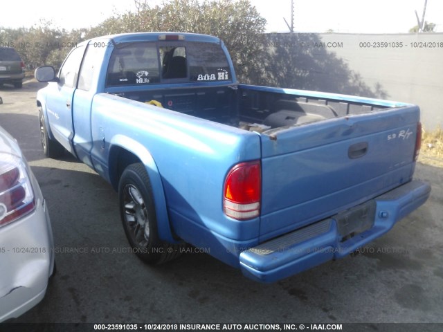 1B7GL22Z2YS592725 - 2000 DODGE DAKOTA BLUE photo 3