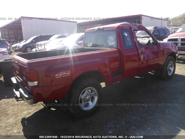 1FTZR15V2YPB25673 - 2000 FORD RANGER SUPER CAB 红色 照片 4