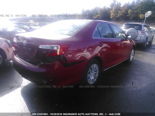 4T4BF1FK9CR205286 - 2012 TOYOTA CAMRY SE/LE/XLE RED photo 4