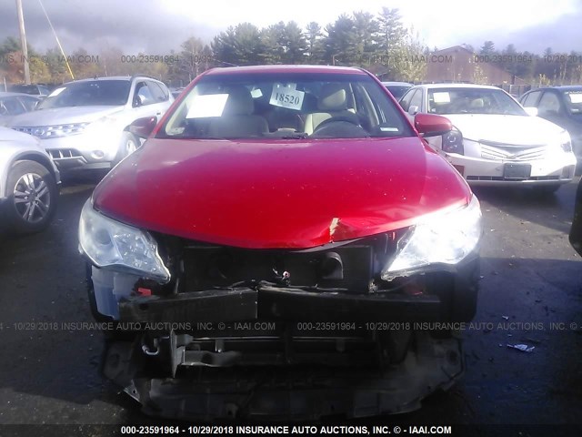 4T4BF1FK9CR205286 - 2012 TOYOTA CAMRY SE/LE/XLE RED photo 6