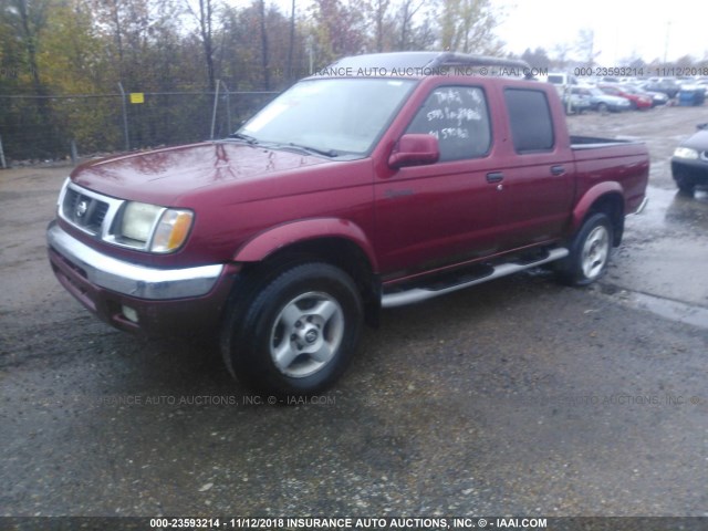 1N6ED27T9YC405660 - 2000 NISSAN FRONTIER CREW CAB XE/CREW CAB SE MAROON photo 2