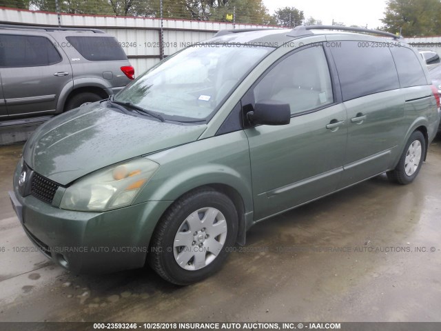 5N1BV28U64N364876 - 2004 NISSAN QUEST S/SE/SL GREEN photo 2