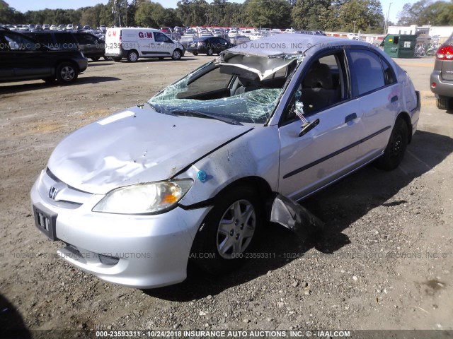 1HGES163X5L008282 - 2005 HONDA CIVIC DX VP SILVER photo 2