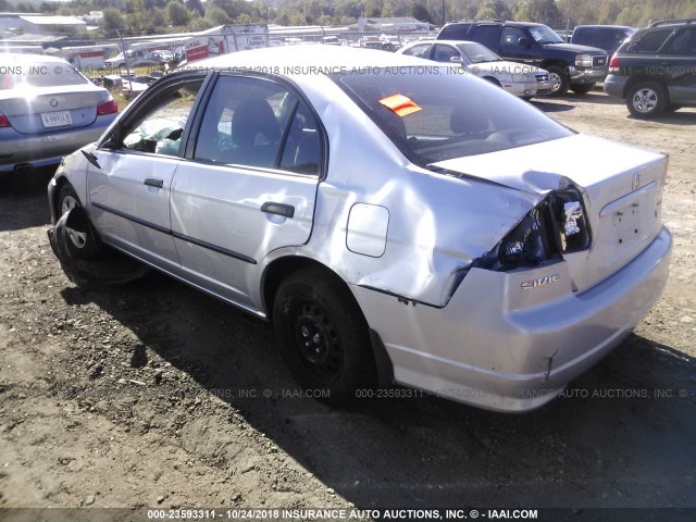 1HGES163X5L008282 - 2005 HONDA CIVIC DX VP SILVER photo 3