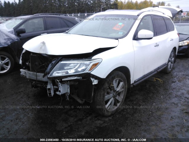 5N1AR2MM9EC687189 - 2014 NISSAN PATHFINDER S/SV/SL/PLATINUM WHITE photo 2