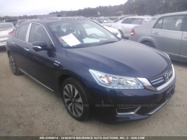 1HGCR6F76EA002560 - 2014 HONDA ACCORD HYBRID/TOURING BLUE photo 1