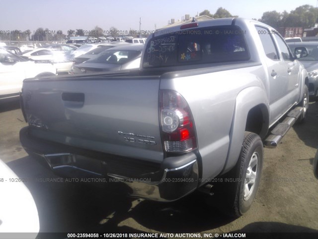 5TFJU4GNXEX056446 - 2014 TOYOTA TACOMA DOUBLE CAB PRERUNNER SILVER photo 4