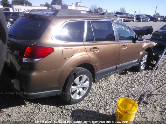 4S4BRCCC5B3320725 - 2011 SUBARU OUTBACK 2.5I PREMIUM BROWN photo 4