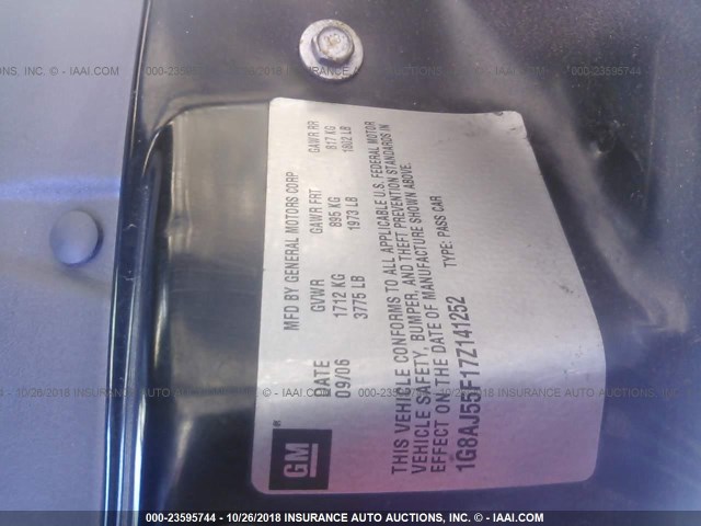 1G8AJ55F17Z141252 - 2007 SATURN ION LEVEL 2 深蓝色 照片 9