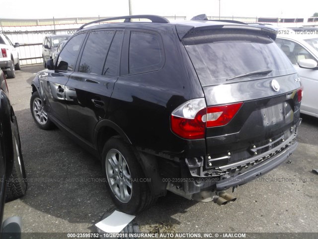 WBXPA734X5WC47765 - 2005 BMW X3 2.5I BLACK photo 3