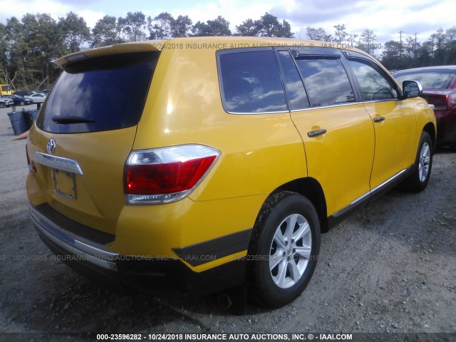 5TDZA3EH3DS038913 - 2013 TOYOTA HIGHLANDER PLUS YELLOW photo 4