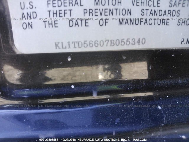 KL1TD56607B055340 - 2007 CHEVROLET AVEO LS BLACK photo 9