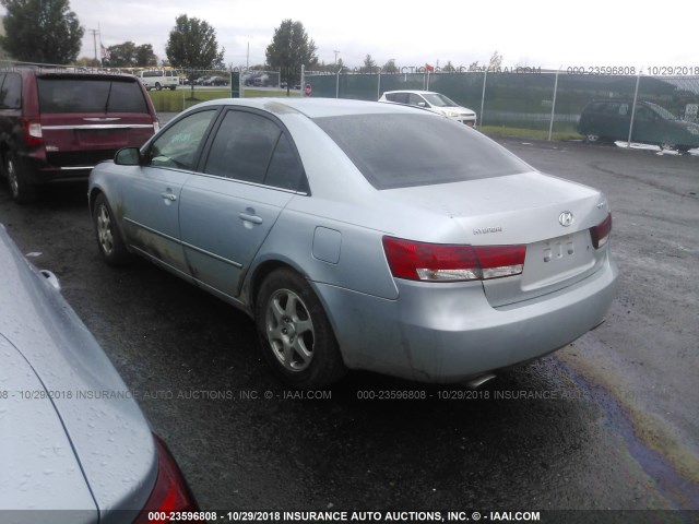 5NPEU46F76H139759 - 2006 HYUNDAI SONATA GLS/LX Light Blue photo 3