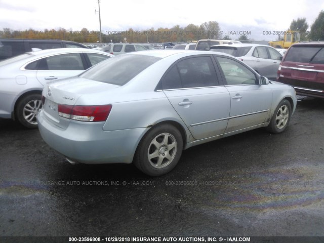 5NPEU46F76H139759 - 2006 HYUNDAI SONATA GLS/LX Light Blue photo 4